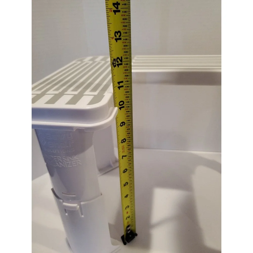 Savvy Shelf Under Sink Organizer Adjustable Expandable Cabinet Shelf White